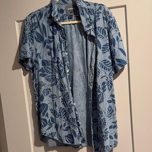 Bonobos slim fit Casual Blue Leaf Pattern Shirt